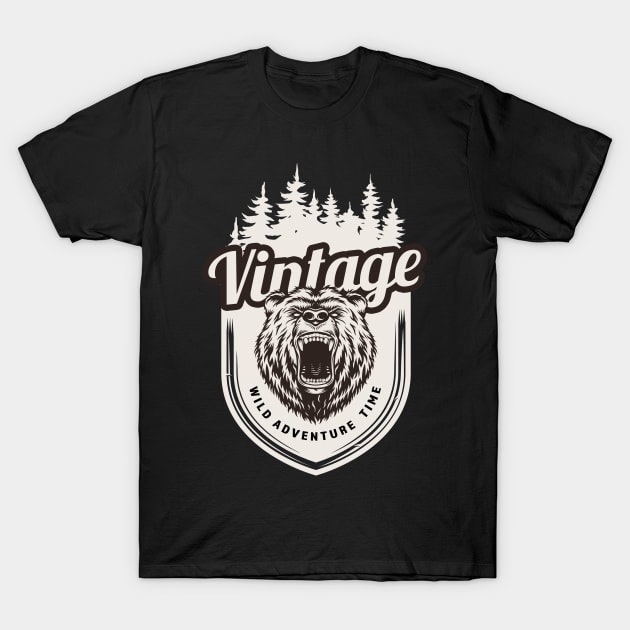 Vintage Bear Adventure T-Shirt by Imutobi